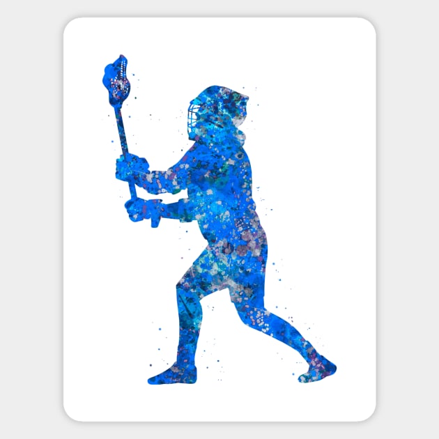 Lacrosse player blue art Sticker by Yahya Art